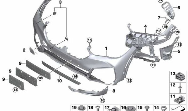 Tapa del gancho de remolque delantero imprimada para BMW X6 G06 (OEM 51119478955). Original BMW