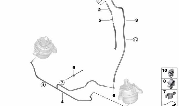 Tubo de vacío OEM 22116781561 para BMW F07, F10, F11. Original BMW.