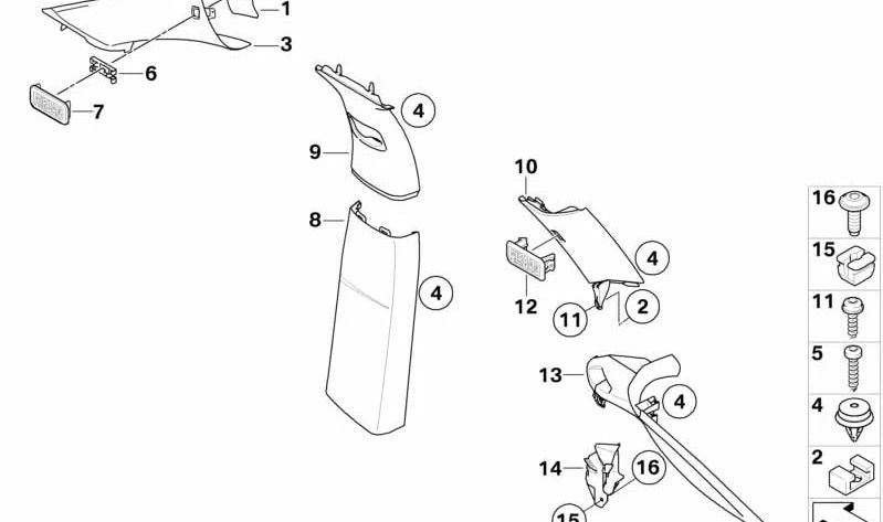 Airbag cover cap for BMW E90, E91, E92, E60, E61, E63, X3, X5, X6 (OEM 51437066521). Genuine BMW