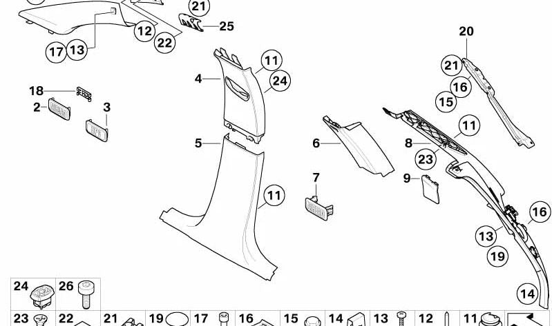 Tapa derecha OEM 51446950802 para BMW Serie 3 (E91). Original BMW