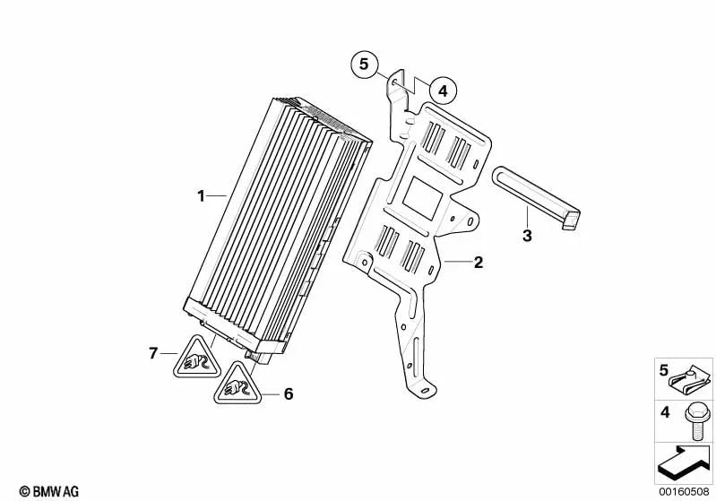 Amplificador Hifi-System para BMW Serie 5 E60, E61N Serie 6 E63, E63N, E64 (OEM 65129198762). Original BMW.