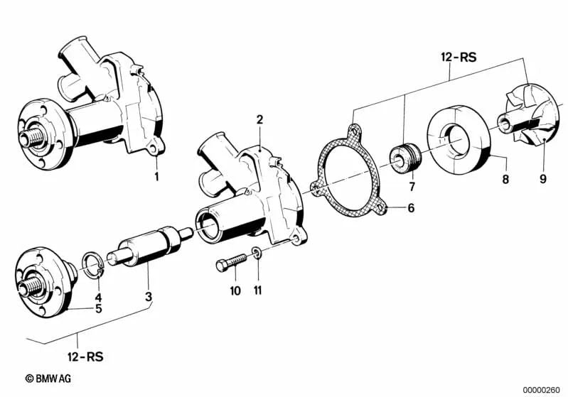 Bomba de agua para BMW E21, E30, E28 (OEM 11519071561). Original BMW