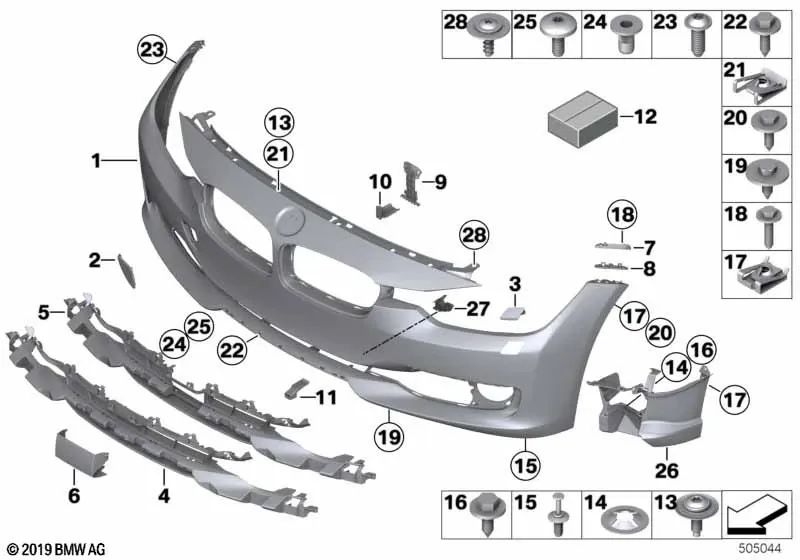 Revestimiento para paragolpes. Lineas imprimadas delanteras para BMW Serie 3 F35 (OEM 51117338317). Original BMW