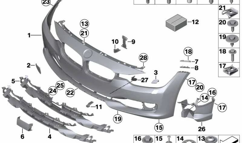 Cubierta Entrada de Aire Central para BMW Serie 3 F30, F31 (OEM 51117279704). Original BMW