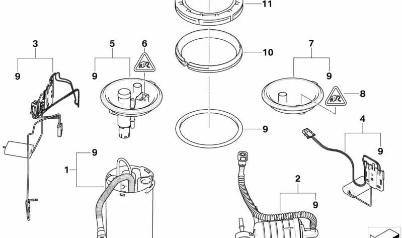 Sensor de nivel de combustible derecho OEM 16147186457 para BMW E83 (X3). Original BMW.