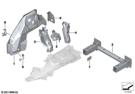 Refuerzo del paso de rueda trasero derecho para BMW I20 (OEM 41009629396). Original BMW