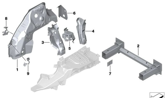 Refuerzo Pasarruedas Trasero Izquierdo para BMW I20 (OEM 41009629395). Original BMW