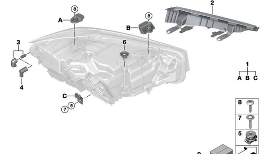 Tuelle izquierda para BMW Serie 3 G20, G21, G28, G80, G81, Serie 4 G22, G23, G26, G82, G83 (OEM 63115A637B1). Original BMW