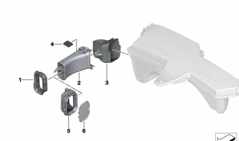 Conducto de admisión para BMW Serie 1 F20, F21, Serie 2 F22, F23, Serie 3 F30, F31, F34, F35, Serie 4 F32, F33, F36 (OEM 13717597584). Original BMW