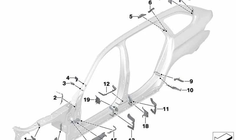 A-pillar shape element upper right for BMW F90, G30, G31, G38 (OEM 41007432802). Original BMW