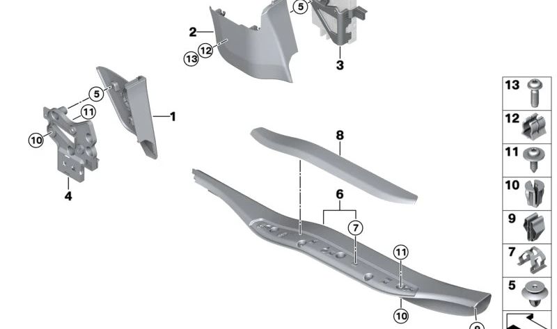 Cubierta de entrada derecha OEM 51472006642 para BMW i8 (I12, I15). Original BMW.