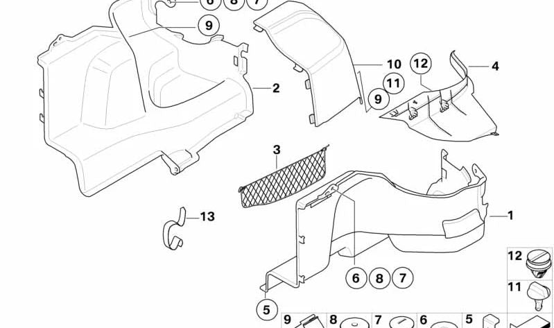 Red de maletero izquierda para BMW Z4 E86 (OEM 51473422777). Original BMW