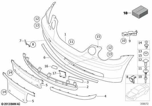 Soporte para Matrícula para BMW Serie 3 E46 (OEM 51117000373). Original BMW