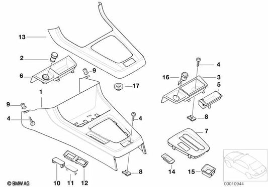 Asiento del cenicero para BMW Serie 3 E36 (OEM 51168146481). Original BMW.