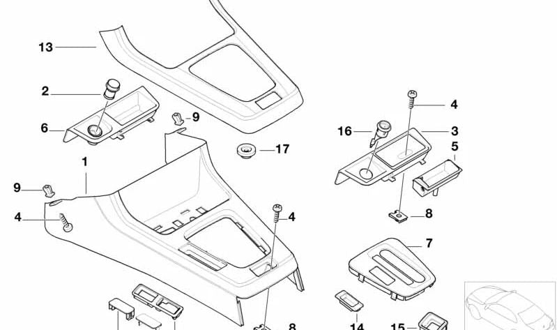 Compartimento de almacenamiento para BMW Serie 3 E36 (OEM 51168191131). Original BMW