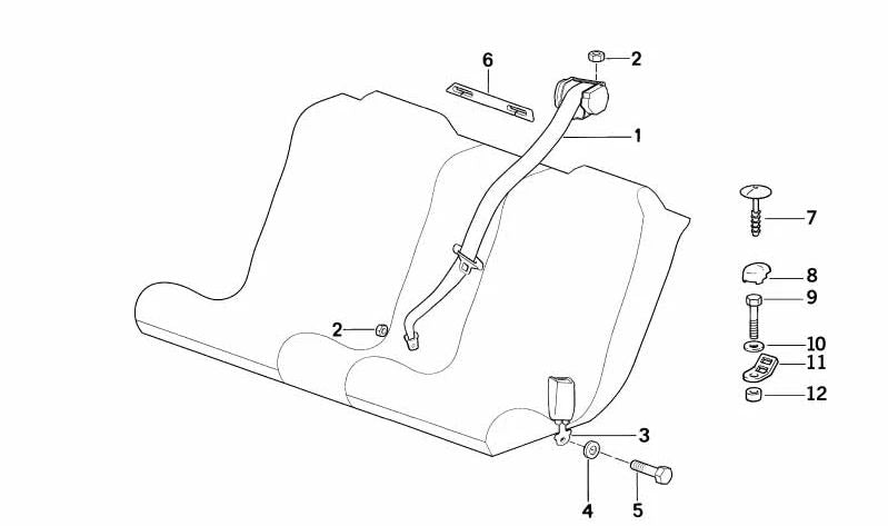 Sangle arrière inférieur pour la série BMW 8 E31 (OEM 72111940817). BMW d'origine