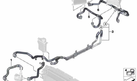 Mangueira dianteira para BMW Série 7 G12, G12N (OEM 17128602739). BMW original