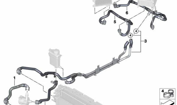 Manguera delantera para BMW Serie 7 G12, G12N (OEM 17128602739). Original BMW