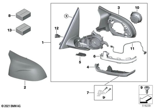 Retrovisor exterior sin vidrio calefactado derecho para BMW F97N, G01N (OEM 51168087318). Original BMW.