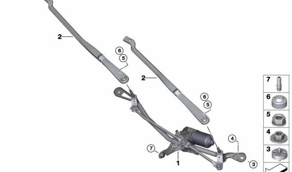 Sistema completo de limpiaparabrisas OEM 61619851583 para BMW F91, F92, F93, G14, G15, G16. Original BMW