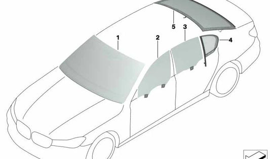 Green rear window for BMW 7 Series G11, G12 (OEM 51317357251). Genuine BMW