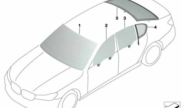 Luneta trasera verde para BMW Serie 7 G11, G12 (OEM 51317357251). Original BMW