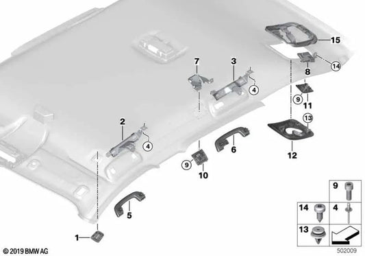 Asidero trasero derecho para BMW Serie 2 F45, F46, X1 F48, X2 F39 (OEM 51168061394). Original BMW