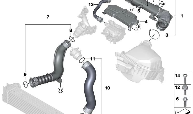 Abrazadera de manguera OEM 13718478429 para BMW F40, F44, F45, F46, F48, F39. Original BMW