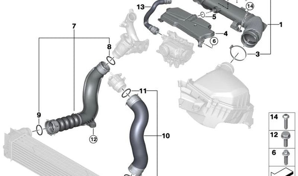 Abrazadera de manguera OEM 13718478429 para BMW F40, F44, F45, F46, F48, F39. Original BMW