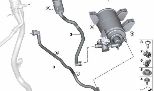 Tubo de Ventilación Operativa para BMW G23, G83 (OEM 16138485974). Original BMW