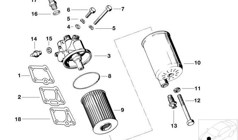 Junta sin amianto para BMW Serie 5 E12, E28, E34, Serie 6 E24, Serie 7 E23, E32 (OEM 11421722688). Original BMW