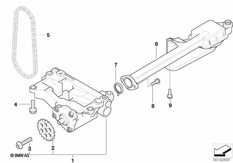 Tubo de admisión con junta para BMW E60, E61, E65 (OEM 11417790058). Original BMW.