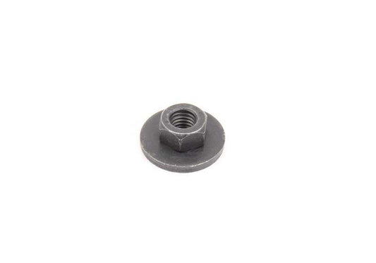 Hexagonal nut with washer OEM 07147139131 for BMW E81, E87, F20, F21, F22, F23, F45, F87, F30, F31, F34, F35, F80, F32, F33, F36, F82, F83, E60, F10, F18, F18, F18, F18, F18, F06, F13, F01, F02, F04, E84, F97, F98, G05. Original BMW.