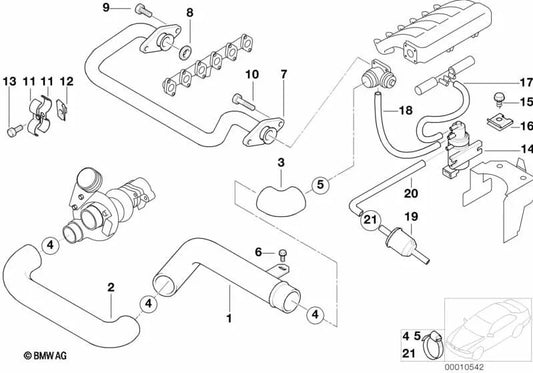 Tubo de presión para BMW E39, E38 (OEM 11617801549). Original BMW