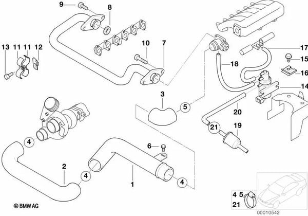 Colector de Manguera para BMW E39, E38 (OEM 11742247371). Original BMW.