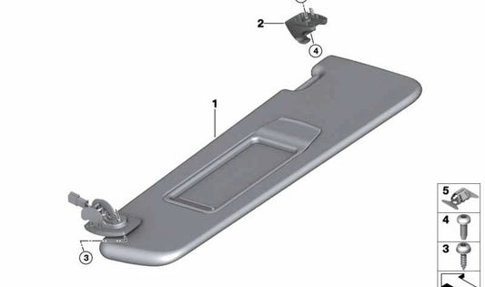 Parasol derecho OEM 51167248858 para BMW F10 y F11. Original BMW.