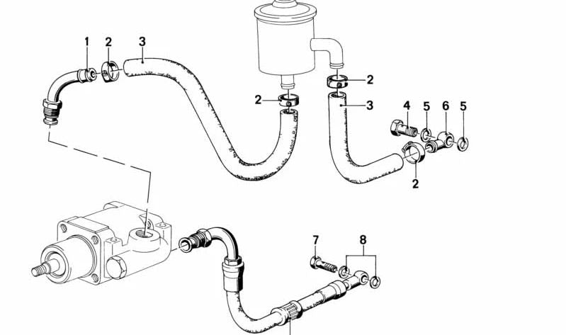 Manguera de presión para BMW E12, E24 (OEM 32411117568). Original BMW