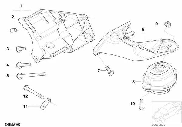 Soporte del Compresor de Aire Acondicionado para BMW X5 E53 (OEM 64557503477). Original BMW.