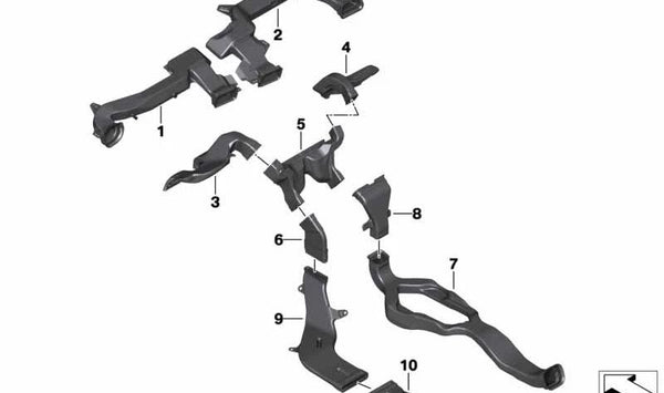 Adaptador para el canal de ventilación trasero para BMW Serie 1 F40, F52, Serie 2 F44, F45, F46, X1 F48, X2 F39, MINI F54, F60 (OEM 64229263409). Original BMW