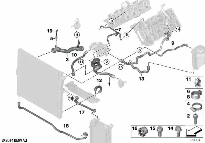 Manguera de refrigerante para BMW X6 E72 (OEM 17127591232). Original BMW.