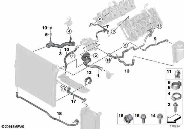 Manguera de refrigerante para BMW X6 E72 (OEM 17127591232). Original BMW.