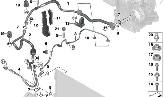 Tubería de alta presión del compresor al condensador OEM 64535A07779 para BMW Serie 2 Active Tourer (U06). Original BMW.