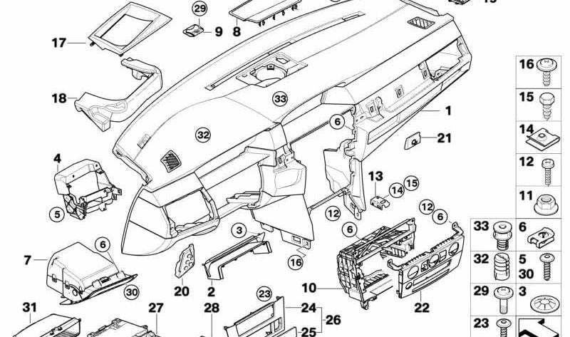 Blende Central para BMW Serie 5 E60, E60N, E61N (OEM 51456976362). Original BMW