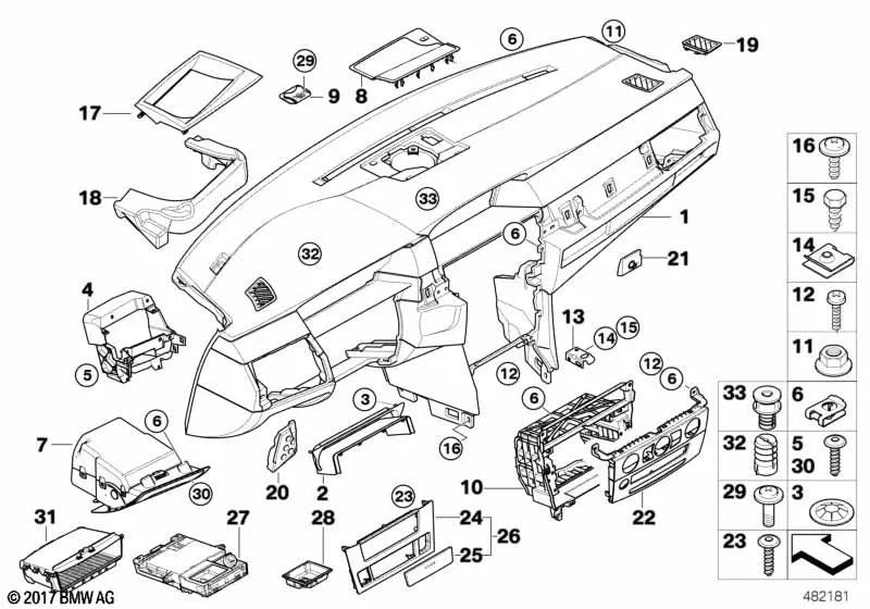 Compartimento en el tablero de instrumentos para BMW E60, E60N, E61N (OEM 51459139391). Original BMW.