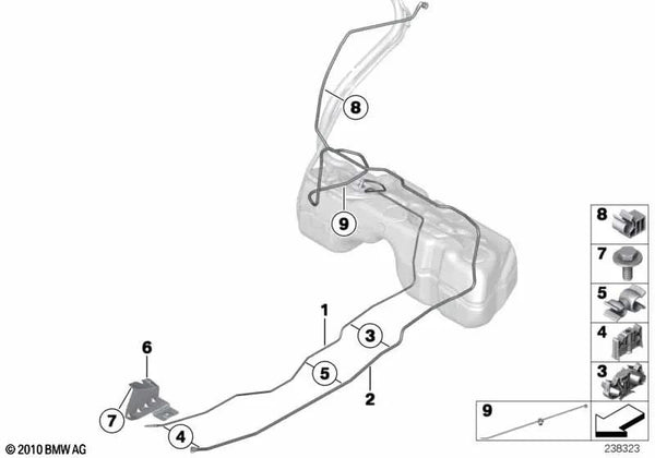 Conducto de aire de purga para BMW X3 F25, X4 F26 (OEM 16137216541). Original BMW.