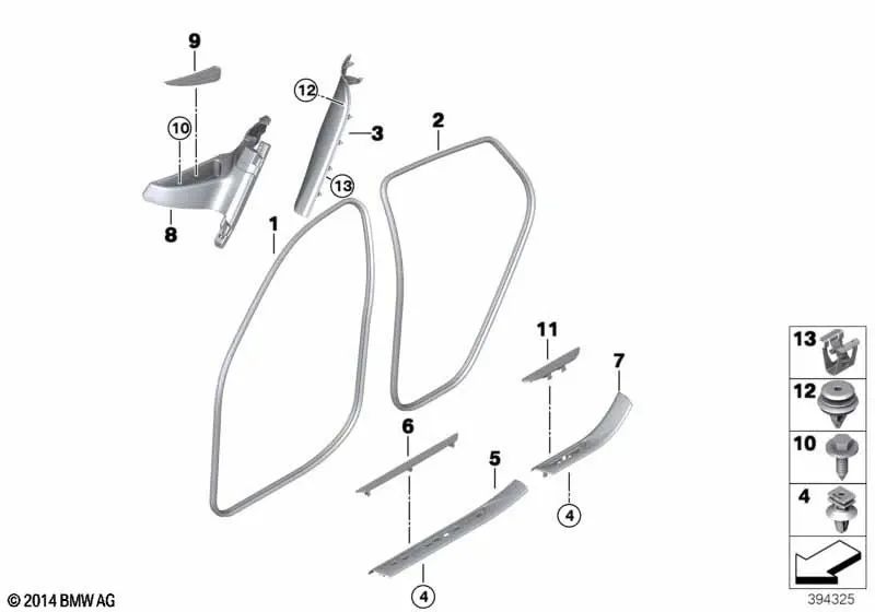 Compartimento de almacenamiento pilar C izquierda para BMW F16, F86 (OEM 51477369217). Original BMW