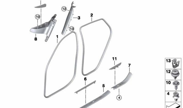 Inserto entrada trasero para BMW X6 F16 (OEM 51477341049). Original BMW