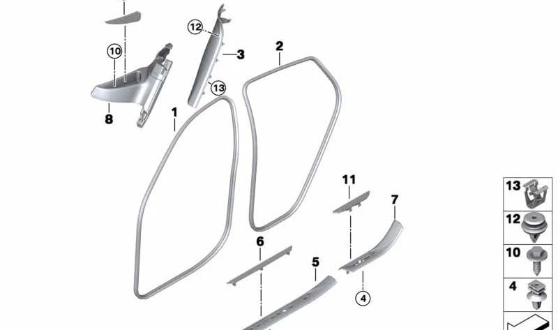 Embellecedor C-Pilar inferior derecho para BMW X6 F16, F86 (OEM 51477369222). Original BMW