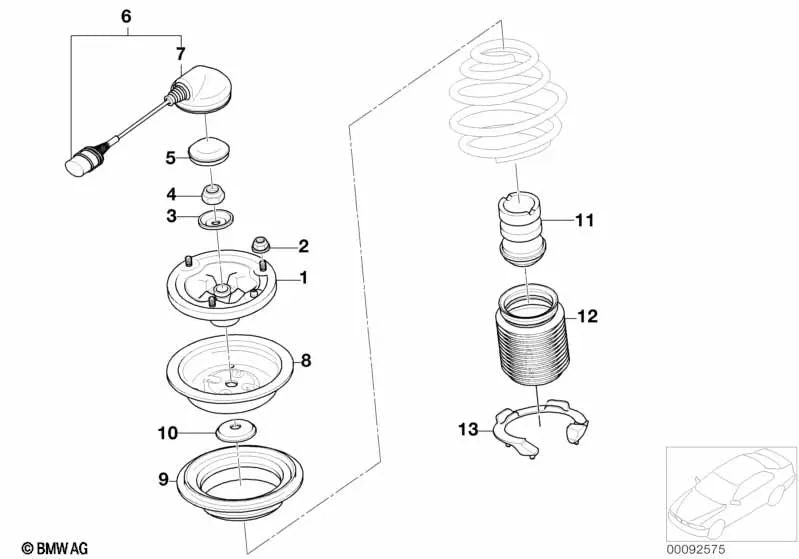 Self-locking hexagonal nut for BMW E39, E60, E61N, E63, E64, E38, E65, E66, E53, E85, E86 (OEM 31106779396). Genuine BMW