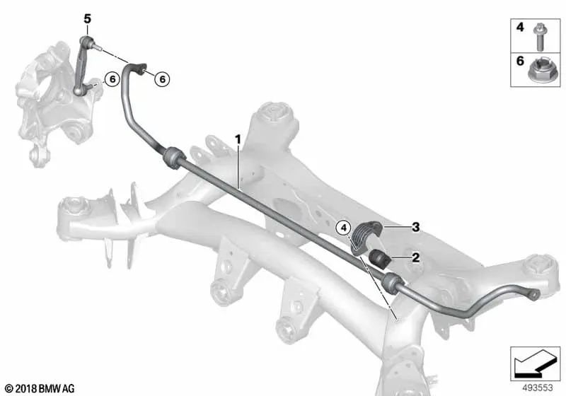 Stabilisator für verschiedene Modelle/Serien der BMW 3er G20N, G21N, 4er G22, G23, G26 (OEM 33505A09285). Original BMW